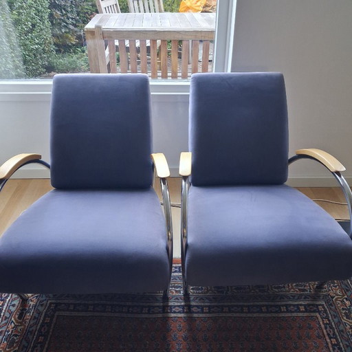 2x Gelderland Jan des Bouvrie Poltrone – fauteuils, Chrome