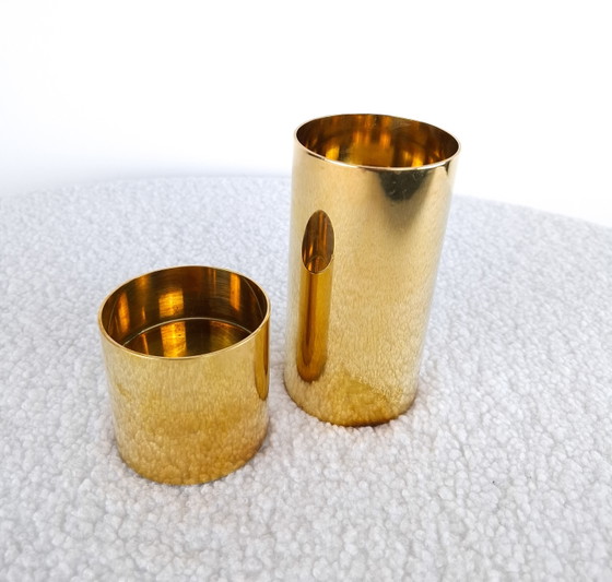 2x Vintage Kandelaren Messing Mid Century Modern Design – Kandelaars en kaarsen, Brass, Metal (photo 3 of 7)