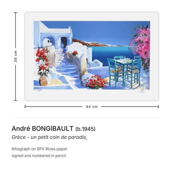 Image 1 of André BONGIBAULT Grèce - un petit coin de paradis Gesigneerde litho