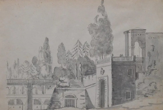 Frühes 19. Jahrhundert Constant Bourgeois Du Castelet (1767–1841) Paar Tuschezeichnungen — Ansichten von (photo 9 of 17)