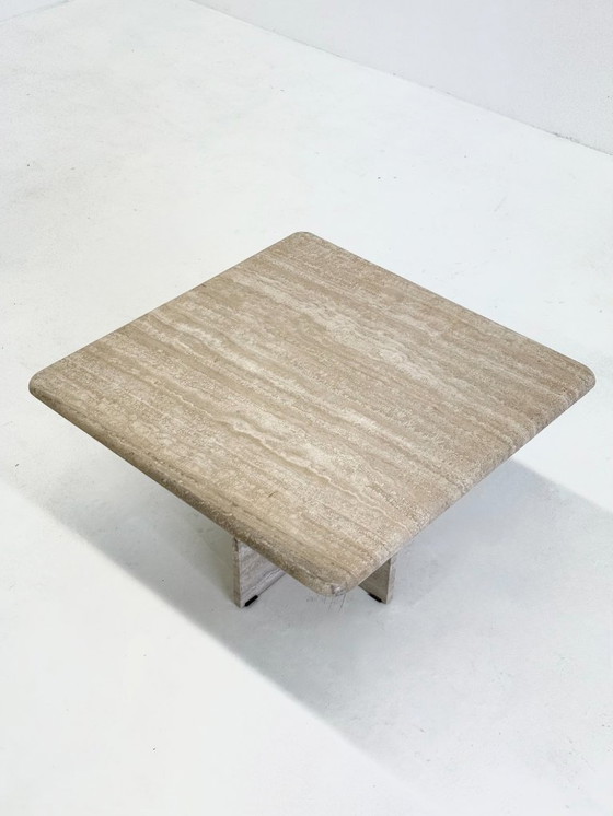 Image 1 of Tavolino da caffè quadrato in travertino vintage