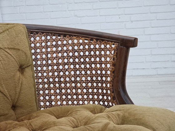 Image 1 of Fauteuil danois des années 1950, revêtement en velours et en maille, bois de chêne.