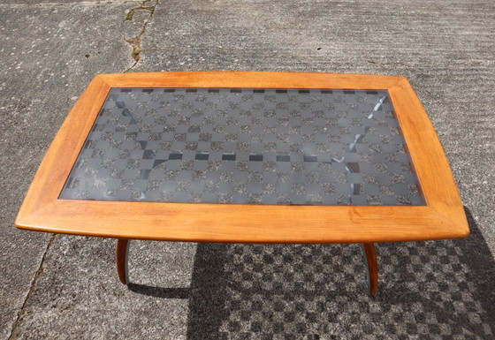 Image 1 of Italiaanse eettafel van glas, hout en metaal - Italiaanse design eettafel - jaren 80