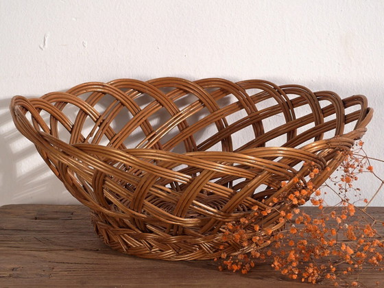 Antieke ronde mand (ca. 1920) #1 – Decoratieve objecten, Wicker, Rattan, Rustic (photo 2 of 9)