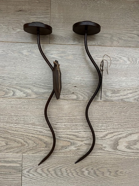 Image 1 of Wandleuchter, gewellt, braun