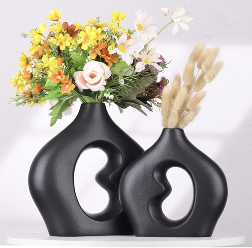 Vases Beignet En Céramique Noire