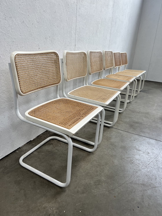 Image 1 of Six Vintage Cesca Design Chairs, White Finish, 1980's