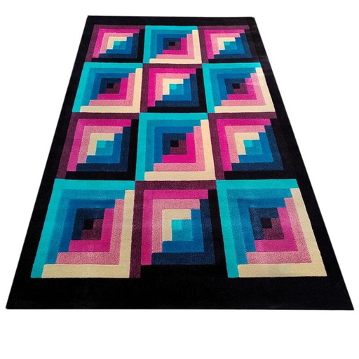 1980er Jahre Wunderschöner geometrischer italienischer Wollteppich von Missoni für T&J Vestor