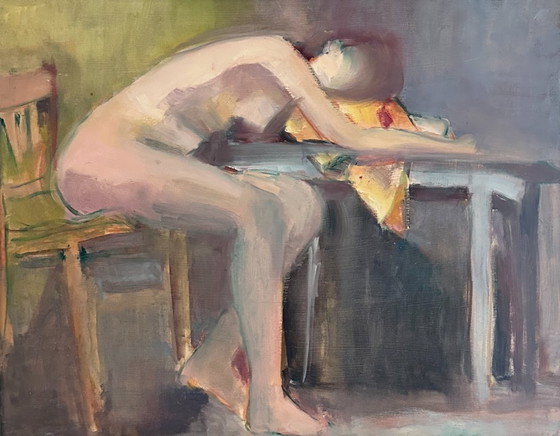 Image 1 of Dipinto figurativo francese originale degli anni '70 firmato Marais