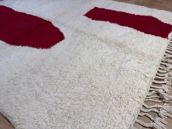 Tapis En Laine Fait Main 1,5/2,5 M Rouge Et Blanc – Ahrend, Wool (photo 8 of 10)