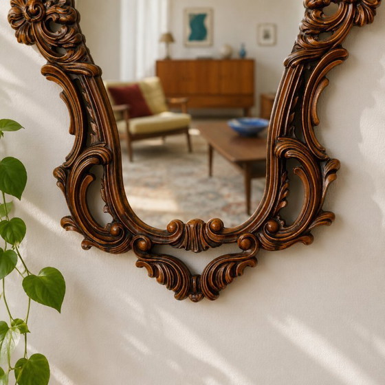 Image 1 of Grand miroir baroque vintage de style rococo Louis XV