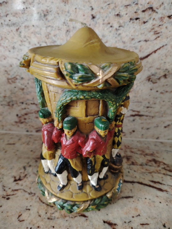 Image 1 of Schäfflertanz Schäffler Dance Folk Dance Grande candela votiva vintage in cera d'api