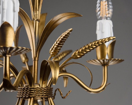 Image 1 of Lustre original Hans Kögl style épi de blé – Suspension style Hollywood Regency, années 1970