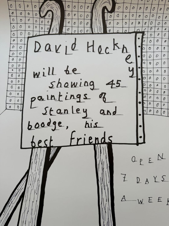 David Hockney (1937-2026), Manifesto per una mostra canina, Manifesto originale vintage degli anni '90, (photo 9 of 9)