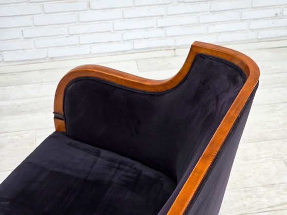 Image 1 of 1950s, Danish art deco 2-seater sofa, ash wood, furniture velour.
