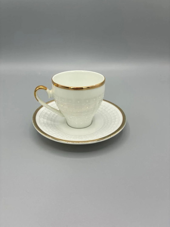 Coffee cup and saucer – Edelstein Bavaria – Koblenz pattern – gilded relief porcelain – Decorative Objects (photo 2 of 3)