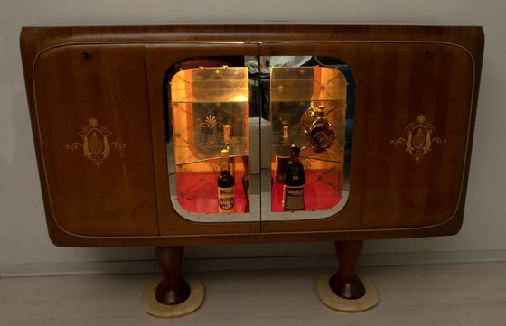 Image 1 of Vittorio Dassi, mobile bar italiano di metà secolo in mogano, anni '50