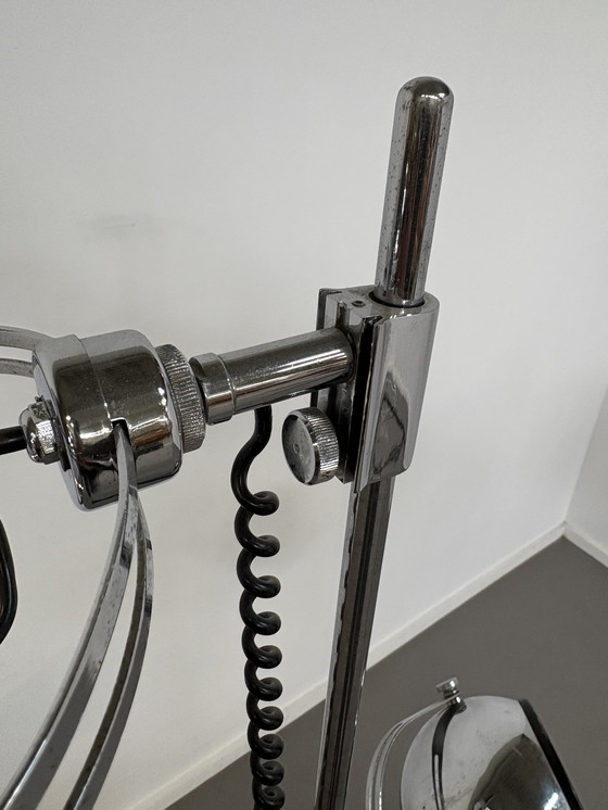 Image 1 of Vintage Chrome With Black Spaceage Eyeball Floor Lamp Sixties