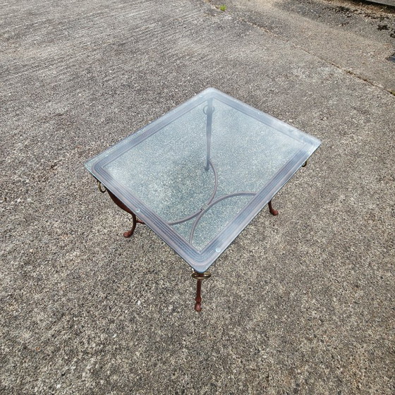 Image 1 of Tavolino da caffè francese d'epoca in ferro e vetro - Tavolino da cocktail - Tavolino da salotto - Anni '80