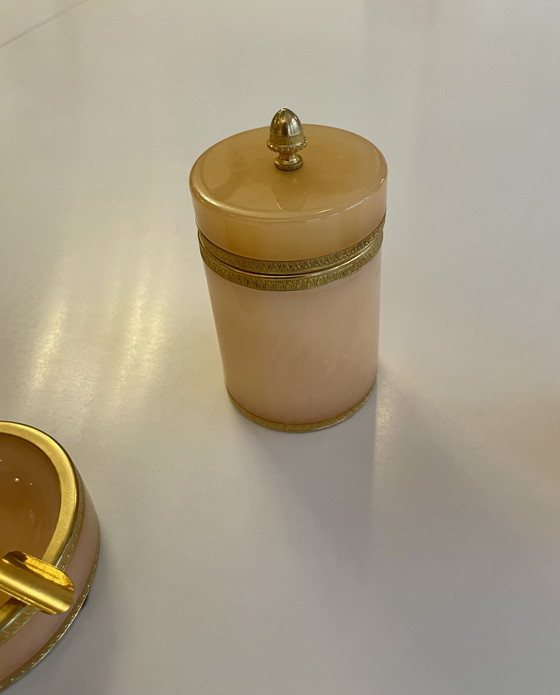 Image 1 of Elegantes Raucher Set Aus Rosa Alabaster Von Cerri Nestore Aus Volterra