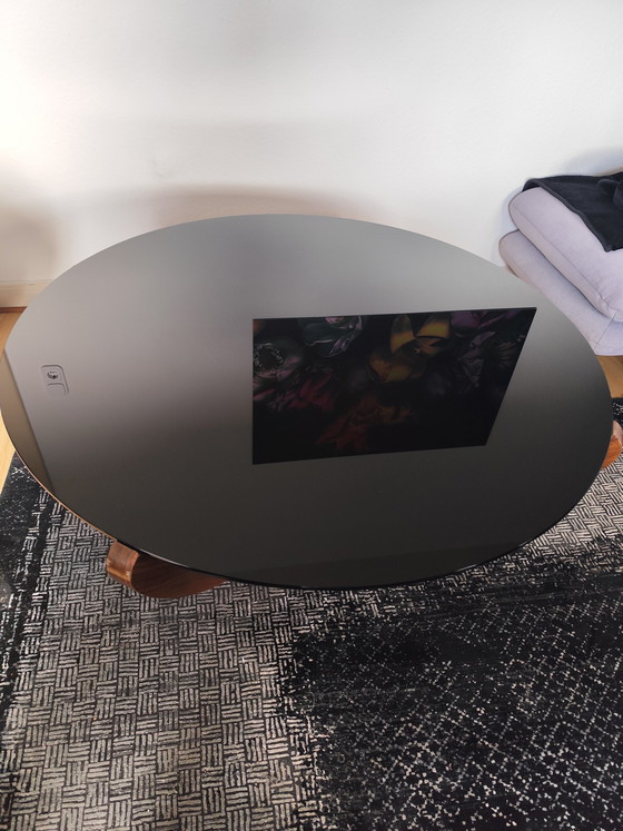 Image 1 of Mid-Century Couchtisch von Wilhelm Renz im Art-Déco-Stil – Glas, Massivholz & Messing