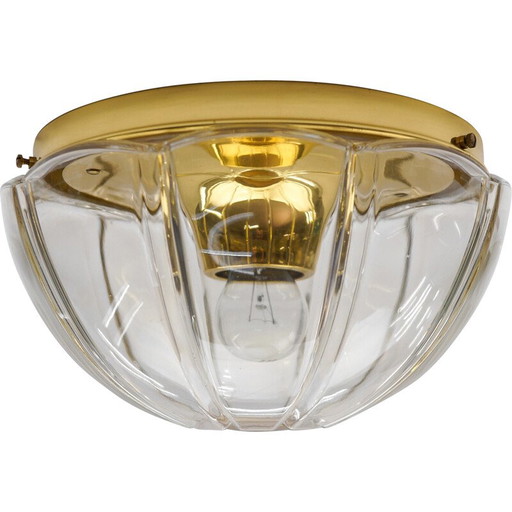 Vintage octagonal glass ceiling lamp for Limburg, Germany 1960