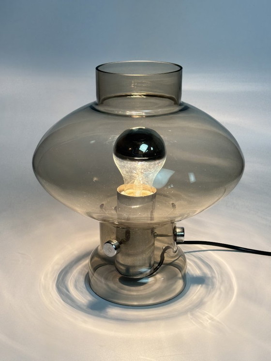 Image 1 of Vintage Design Smoked Glass Table Lamp by F. Nettelhof, Germany, 1960s