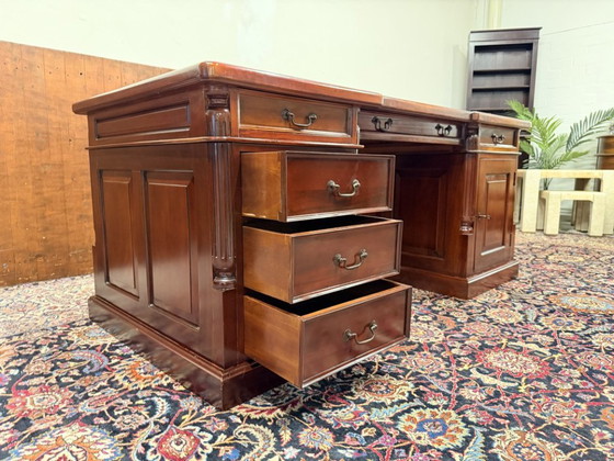 Escritorio clásico inglés Chesterfield Partnerdesk – Leather, Wood (photo 13 of 19)