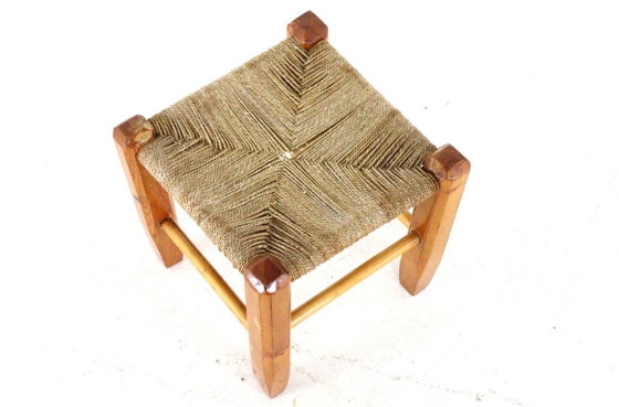 Image 1 of Tabouret/table d'appoint vintage en rotin