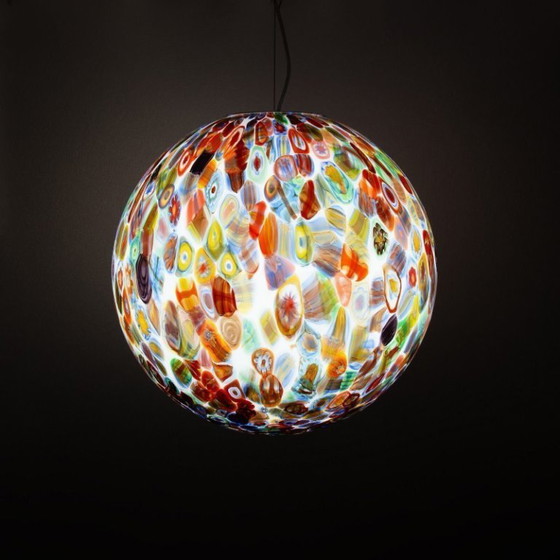 Image 1 of Murano glazen hanglamp Millefiori 40 cm handgeblazen bol