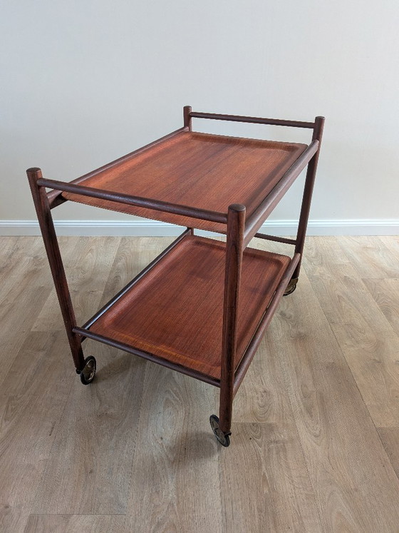 Image 1 of Chariot / Chariot de Bar Vintage Danois en Teck – 1960 - Style Pastoe / Cees Braakman / Coja Culemborg