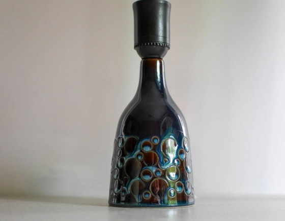 Image 1 of Mid-century modern pottery table lamp with candy glazing from Söholm, Denmark, 1960s