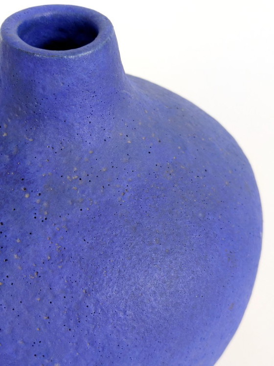 Image 1 of Vase Heyne Keramik, céramique Klein Blue Fat Lava, Allemagne de l'Ouest, années 1960, signé.