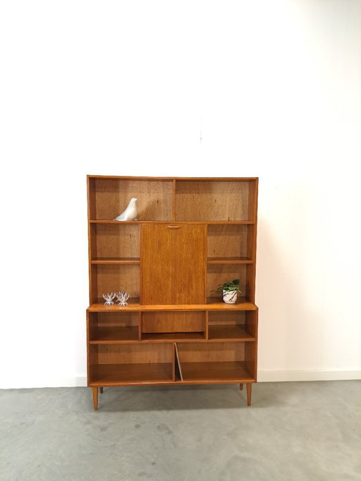 Vitrine danoise en teck haut de gamme avec bar