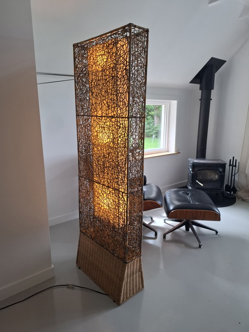 Lampadaire italien en bambou et rotin, design vintage Mid Century