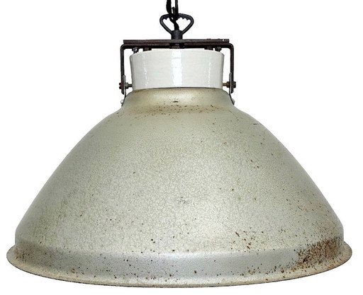 Grey Metal Industrial Factory Hanging Lamp, 1960s