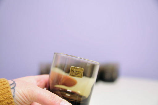 set x16 dark brown glasses Luminarc