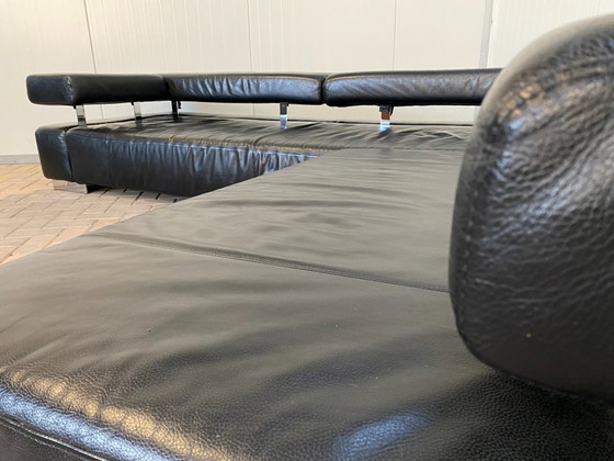 Image 1 of Bruhl zwarte leren hoekbank – Verstelbaar comfort – Ruim loungeontwerp – Gratis levering