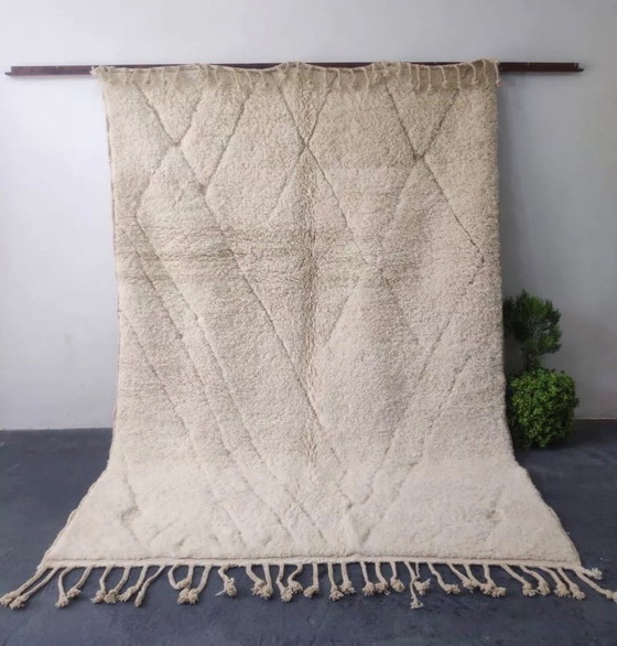 Image 1 of Authentic Beni Ouarain Rug, Ecru, Handmade in Soft Wool - 300x200cm