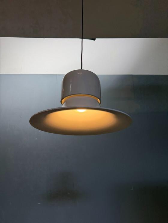 Image 1 of Weiße Hängelampe „Campana“ von Joe Colombo für Stilnovo, Italien, 1970er Jahre