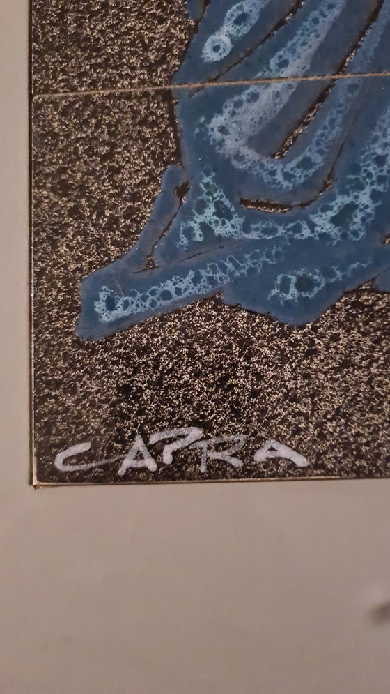 Image 1 of Glasierte Keramikwandplatte – Stilisierte weibliche Figur – signiert Capra – 1970er Jahre