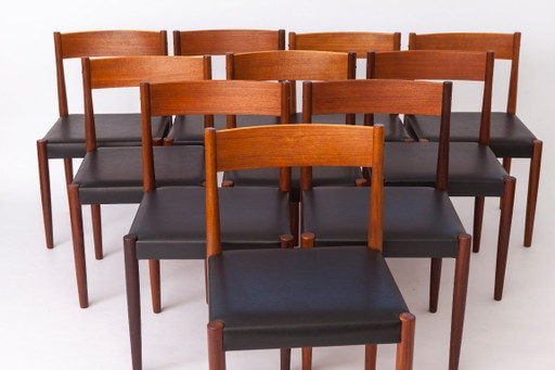 Juego de 10 Sillas de Comedor de Teca Poul M. Volther para Frem Røjle, Dinamarca, años 60