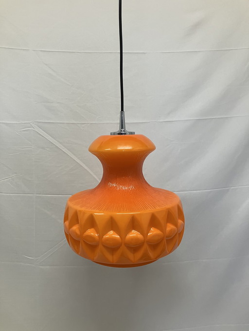 Vintage Peill & Putzler orange opaline glass pendant lamp 60'