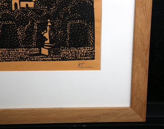 Image 1 of Teuber, Hermann - Petite église - Linogravure - encadrée - signée à la main