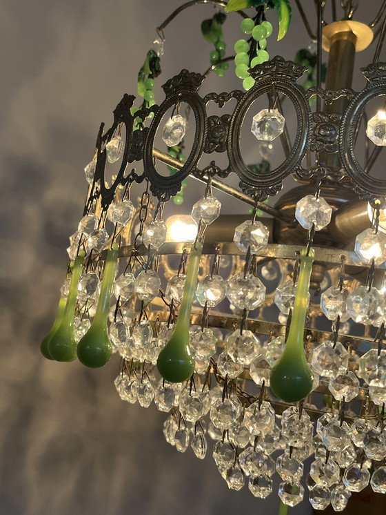 Image 1 of Italian Green Grapes Chandelier Pendant Lamp Vintage