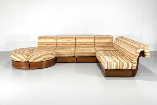 Can Can modulaire bank van Luciano Frigerio voor Frigerio Di Desio - jaren 60 – modulaire banken, Textile, Wood