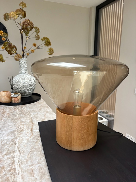 Brokin Muffin Tischlampe Großes Modell 50 cm – Tischlampen, Glas, Holz (photo 3 of 5)