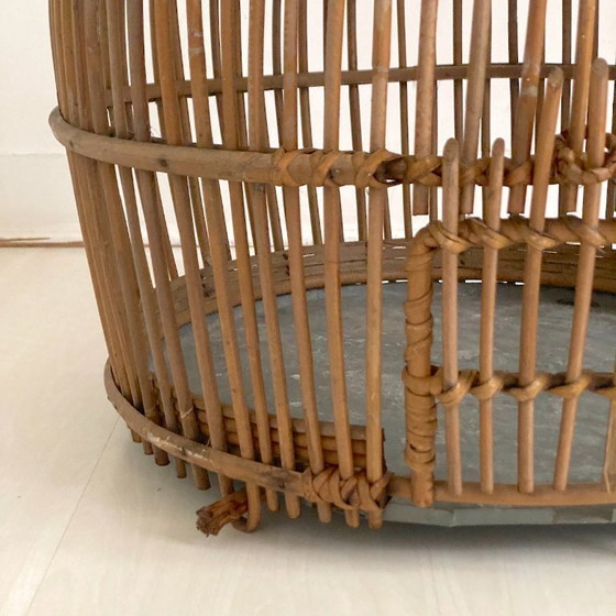 Image 1 of Cage à oiseaux en rotin vintage 60's