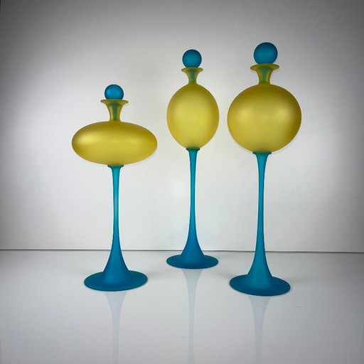 Set of 3 sculptural Murano glass vases by Cesare Toffolo, Italy, 1990s