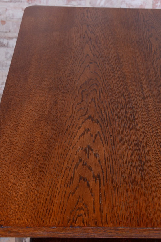 Gerestaureerde Bauhaus-tafel, van Vichr a spol., eikenhout, chroom, gepolijst, Tsjechisch, jaren 1940 – Metal (photo 8 of 15)